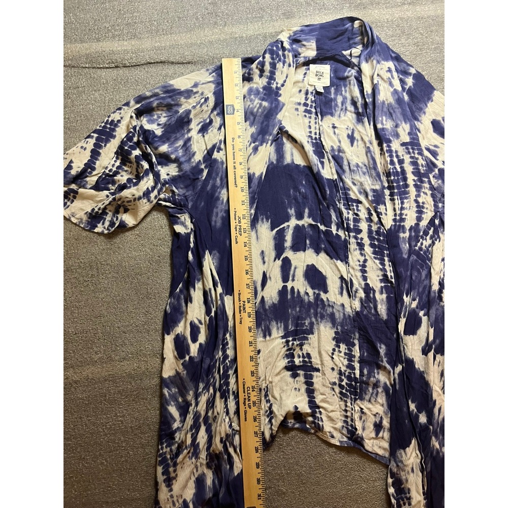 Billabong Womens Blue White Tie Dye Open Front Kimono Wrap Rayon M/L Boho Fairy - Picture 5 of 8